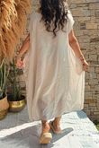 Made in Italy Sa Caleta Cotton Cap Sleeve Pocket Midaxi Dress Stone